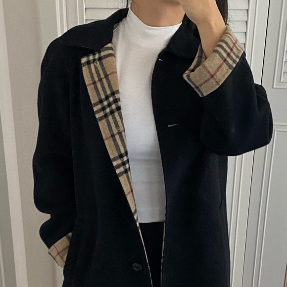 Burberry black cashmere coat with nova check inside - perfect condition 💕 - Picture 3 of 15